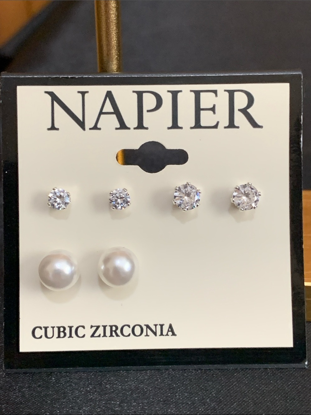 NWT Napier silver tone stud earring set